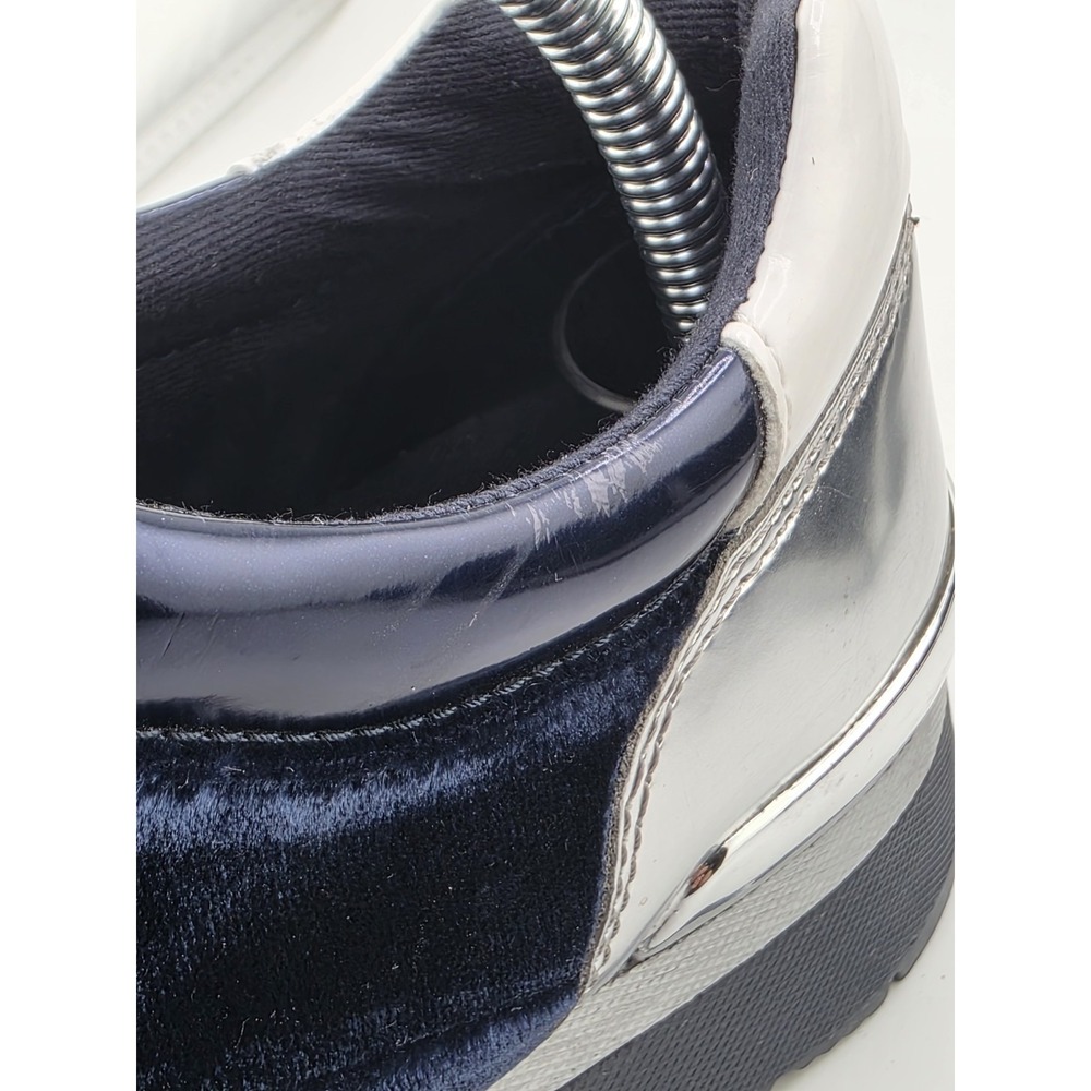 Michael Kors Velvet Sneakers Blue Silver Lace Up Women's Size 9.5 Casual Shoe - Picture 11 of 14